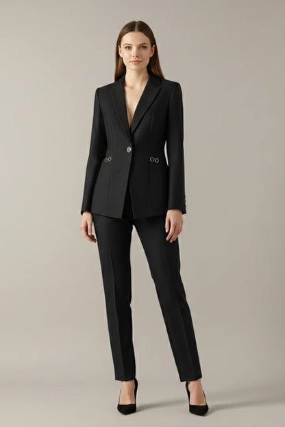 Myla | Women's Co-ord Set Blazer Single Button Straight Trousers Two-Piece Tailored Structured Smart Occasion Office Coordinated