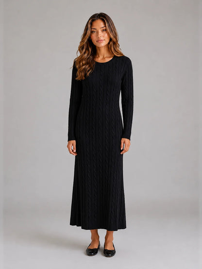 Perla | Women's Maxi Dress Cable-Knit Long-Sleeve Jumper Soft Cosy Warm Feminine Chic Occasion Everyday Autumn Winter Knitwear