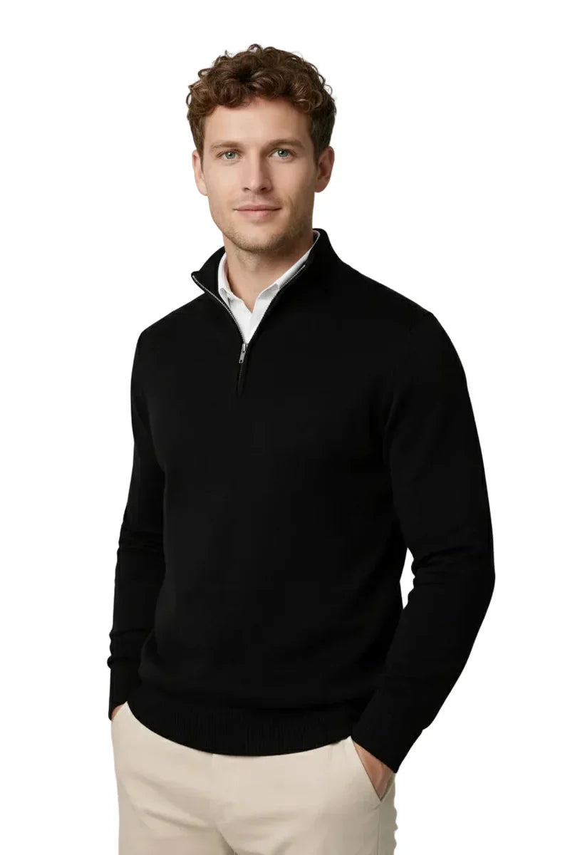 Kelvin | Men's Quarter-Zip Sweater Mock Neck Soft Knit Warm Sleek Smart Casual Everyday Layering Autumn Winter Knitwear Cosy