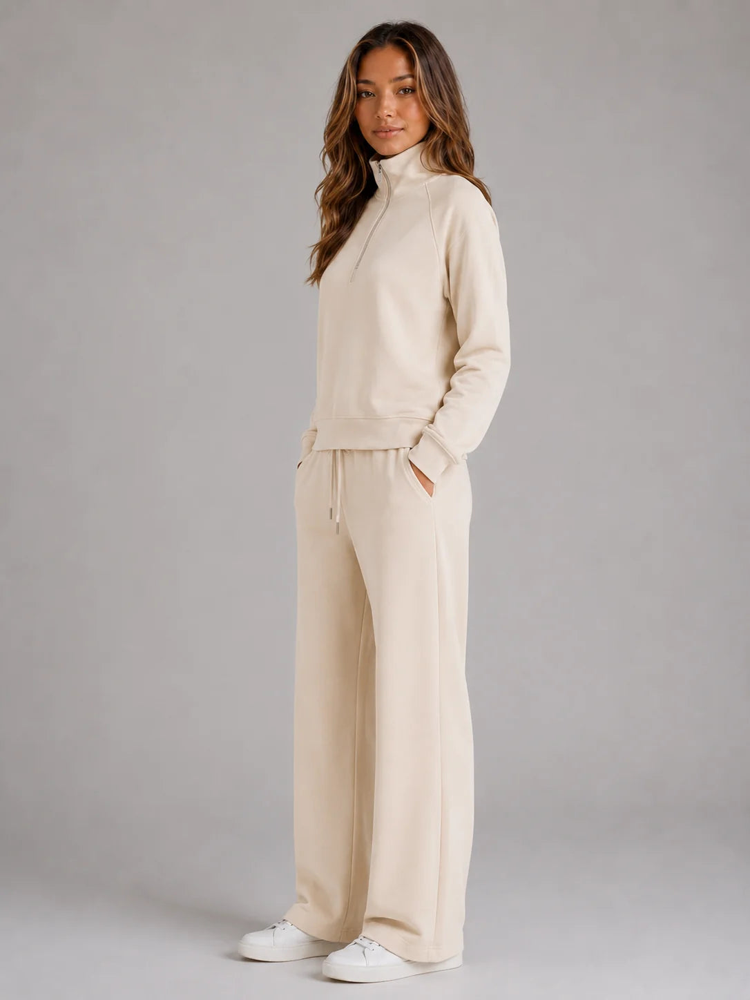 Pamela | Women's Lounge Set Half-Zip Relaxed Two-Piece Soft Cosy Warm Coordinated Comfort Loungewear Casual Everyday Autumn Winter