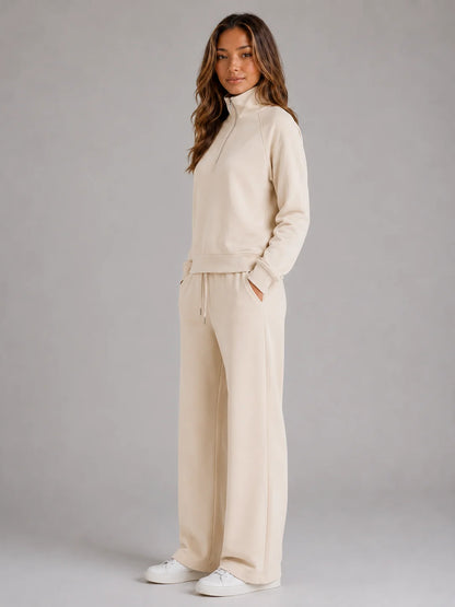 Pamela | Women's Lounge Set Half-Zip Relaxed Two-Piece Soft Cosy Warm Coordinated Comfort Loungewear Casual Everyday Autumn Winter