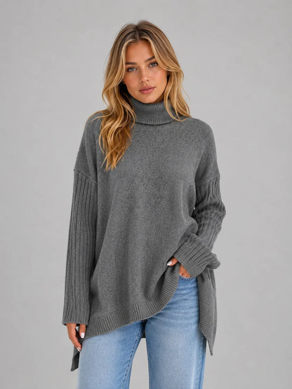 Remi | Women's Sweater Roll Neck Oversized Soft Knit Longline Relaxed Cosy Warm Layering Chic Feminine Casual Everyday Autumn