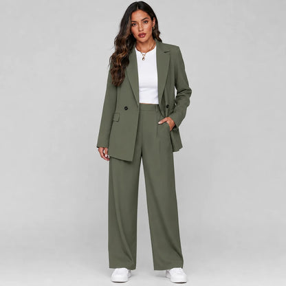 Tatiana | Women's Co-ord Set Longline Blazer Wide-Leg Trousers Two-Piece Tailored Structured Smart Occasion Office Coordinated