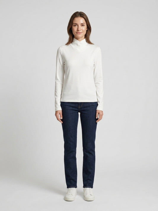 Kira | Women's Turtleneck Sweater Sculpted Soft-Touch Ribbed Fitted Stretch Warm Layering Chic Feminine Casual Everyday Autumn - Front [Lystr 6a849fde834bde48df726597:front]