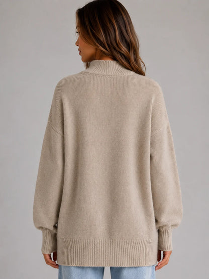 Lexi | Women's Sweater Oversized High Neck Longline Knit Relaxed Dropped Shoulder Soft Cosy Warm Layering Chic Everyday Autumn