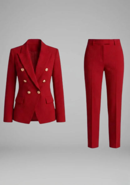 Natalia | Women's Co-ord Set Double-Breasted Blazer Tailored Trousers Two-Piece Structured Smart Occasion Office Coordinated