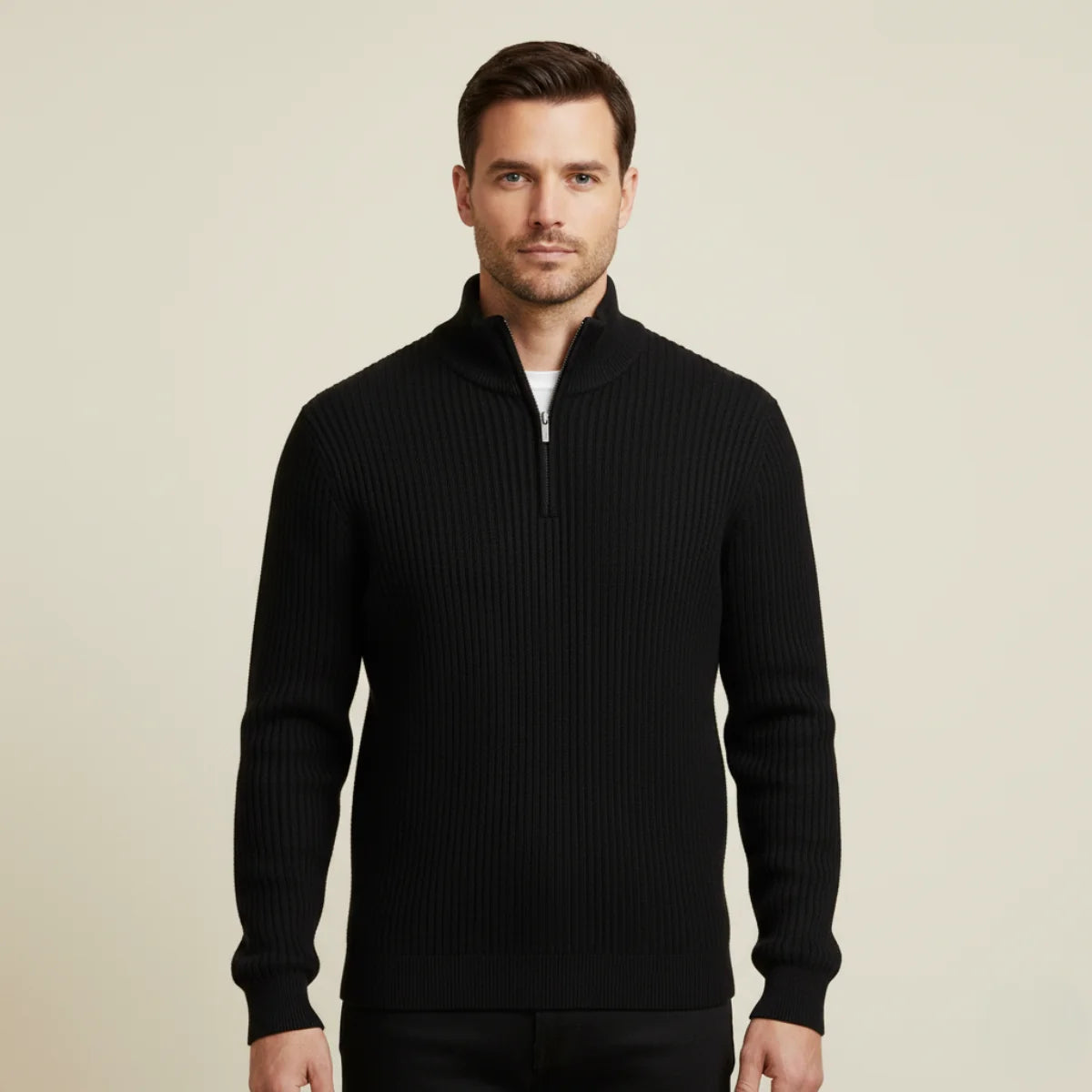 Jago | Men's Merino Wool Sweater Quarter-Zip Premium Soft Warm Refined Smart Casual Everyday Layering Autumn Winter Knitwear Cosy