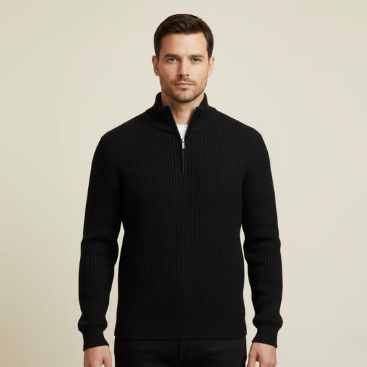 Jago | Men's Merino Wool Sweater Quarter-Zip Premium Soft Warm Refined Smart Casual Everyday Layering Autumn Winter Knitwear Cosy