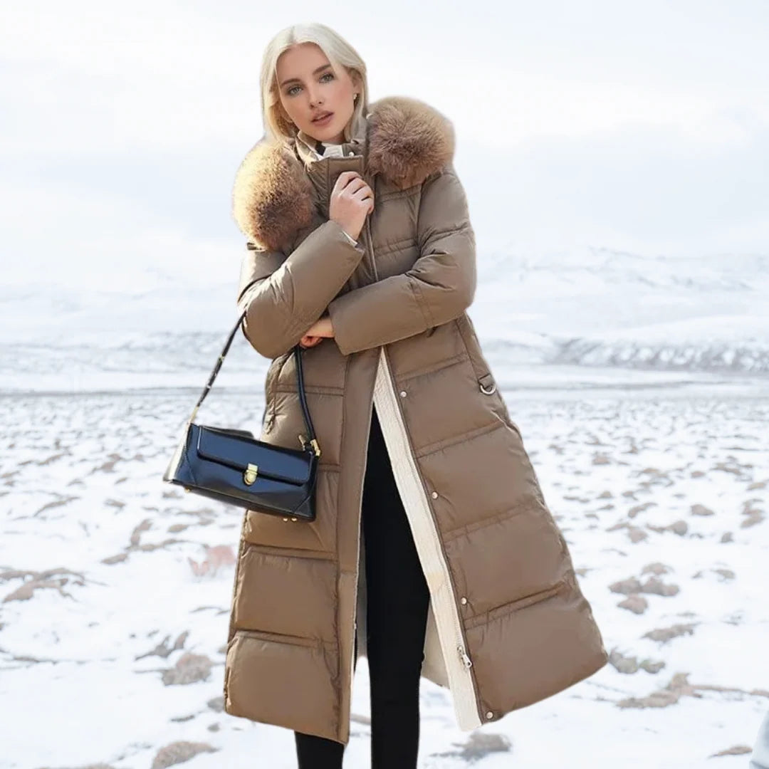 Sloane | Women's Parka Designer Winter Fur Hood Padded Insulated Warm Longline Quilted Casual Everyday Outdoor Winter Outerwear