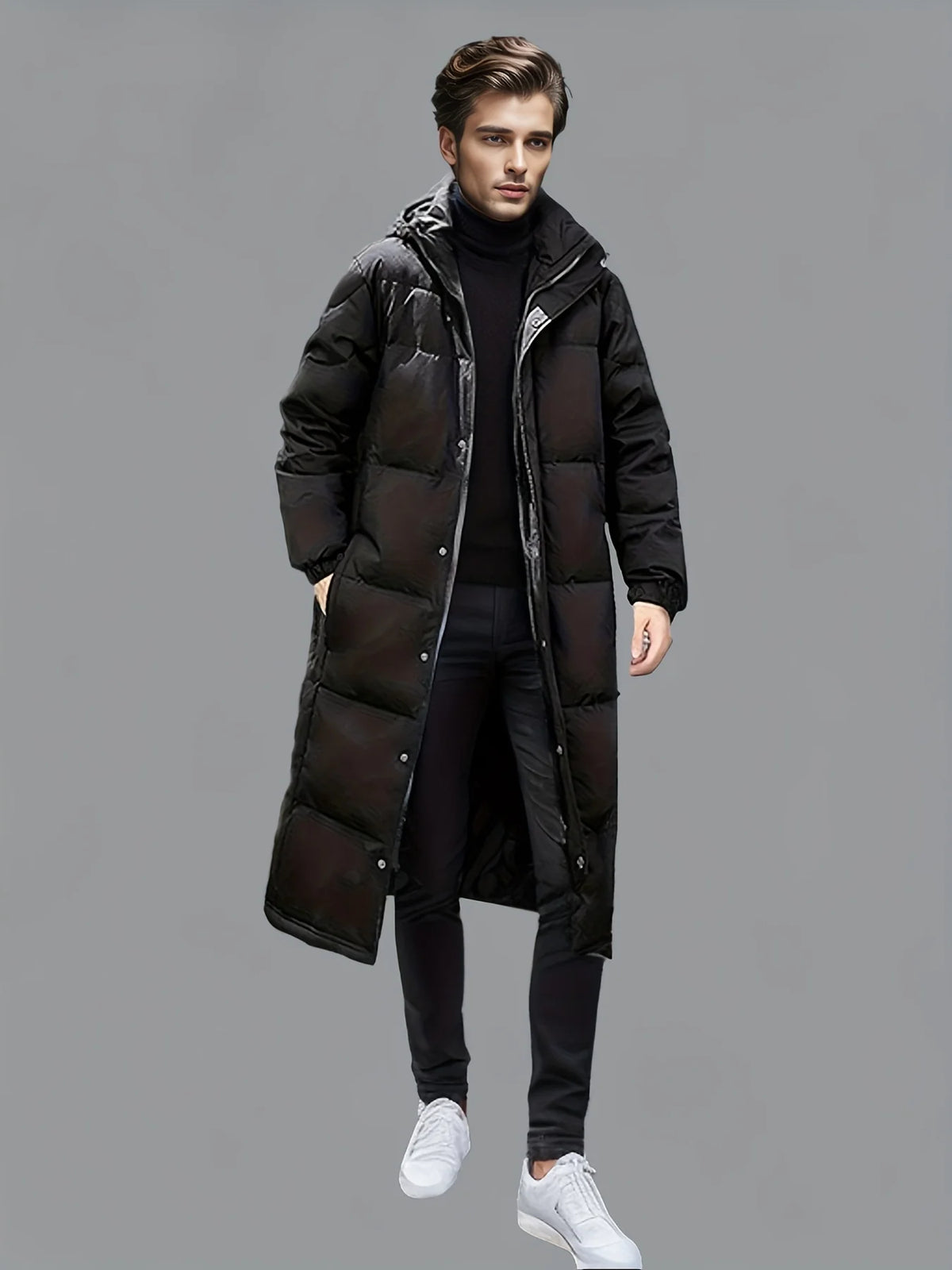 Tristan | Men's Puffer Coat Long Padded Hooded Windproof Insulated Warm Quilted Casual Everyday Cold-Weather Outerwear Winter