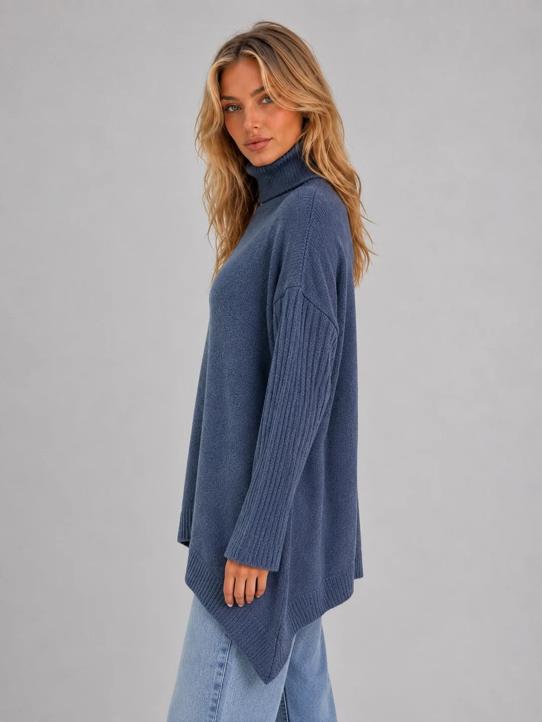 Remi | Women's Sweater Roll Neck Oversized Soft Knit Longline Relaxed Cosy Warm Layering Chic Feminine Casual Everyday Autumn
