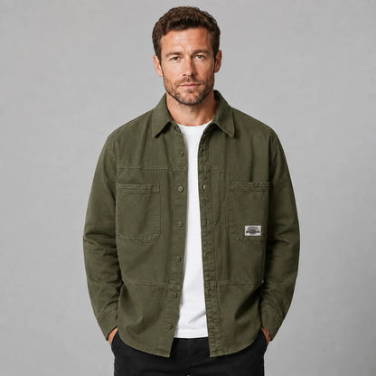 Lorenzo | Men's Overshirt Utility Multi-Pocket Cotton Button-Up Structured Warm Casual Everyday Layering Autumn Winter Versatile