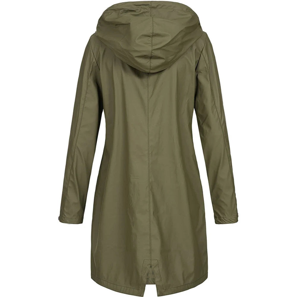 Scarlette | Women's Rain Jacket Long Waterproof Hooded Lightweight Windproof Functional Casual Everyday Outdoor Autumn Winter