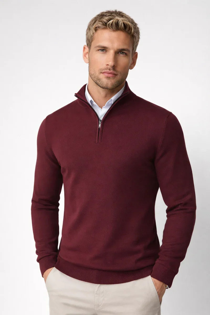 Kelvin | Men's Quarter-Zip Sweater Mock Neck Soft Knit Warm Sleek Smart Casual Everyday Layering Autumn Winter Knitwear Cosy