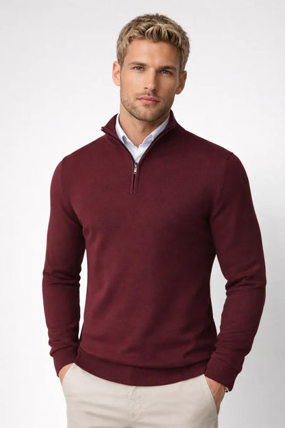 Kelvin | Men's Quarter-Zip Sweater Mock Neck Soft Knit Warm Sleek Smart Casual Everyday Layering Autumn Winter Knitwear Cosy