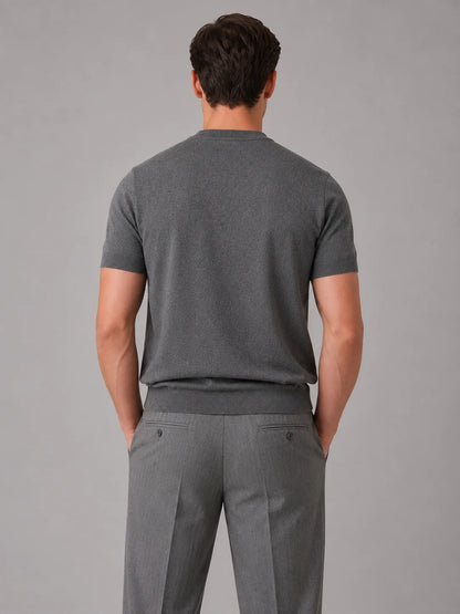 Brecken | Men's Top Short-Sleeve Knit Crew Neck Fine Casual Soft Breathable Everyday Layering Smart Casual Versatile Clean