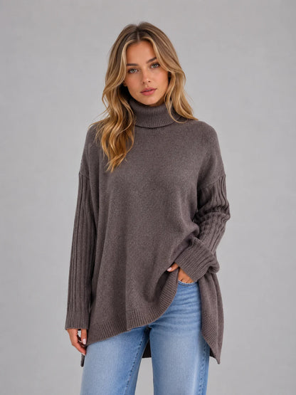 Remi | Women's Sweater Roll Neck Oversized Soft Knit Longline Relaxed Cosy Warm Layering Chic Feminine Casual Everyday Autumn