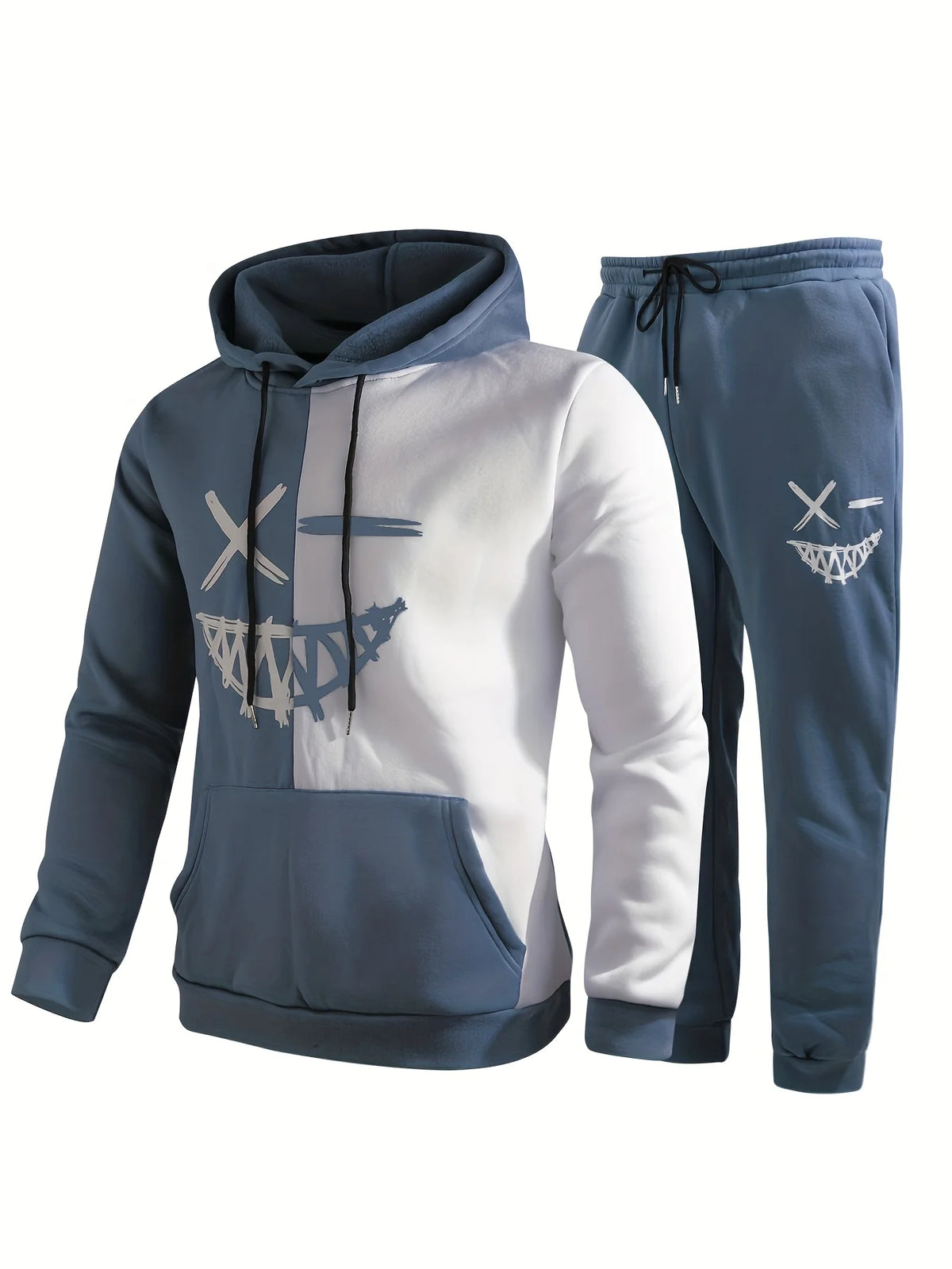 Niko | Men's Co-ord Set Hoodie Joggers Colour-Block Two-Piece Soft Warm Cosy Relaxed Coordinated Casual Everyday Streetwear Autumn