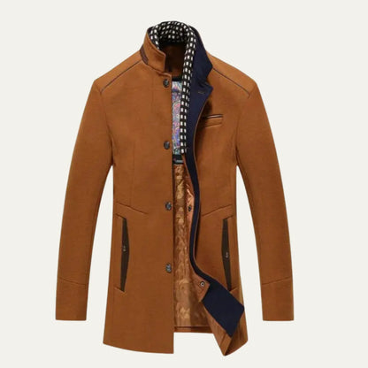 Atlas | Men's Trench Coat Wool Stand Collar Smart Casual Structured Longline Tailored Warm Refined Business Everyday Autumn Winter