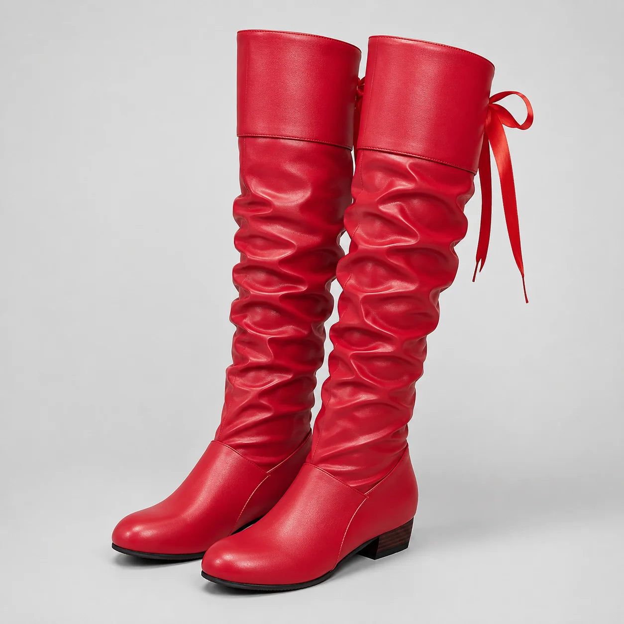 Virginia | Women's Knee-High Boots Block Heel Bow Detail Structured Elegant Chic Casual Occasion Everyday Autumn Winter Footwear