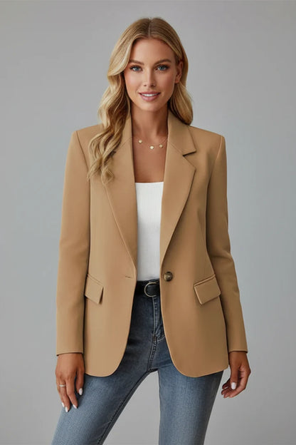 Meredith | Women's Blazer Notched Lapel Single Button Tailored Structured Smart Occasion Office Everyday Autumn Winter Layering