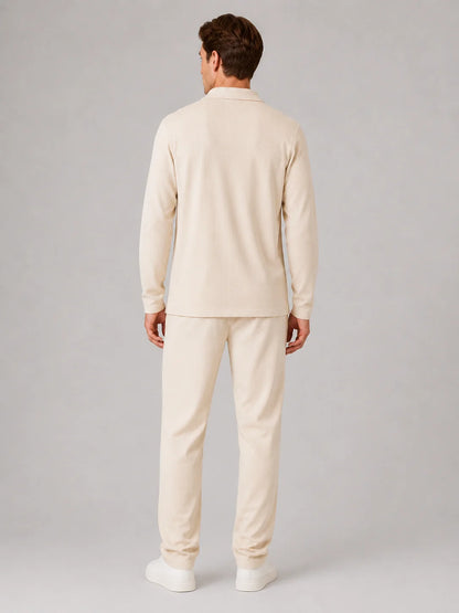 Andre | Men's Co-ord Set Quarter-Zip Polo Trousers Two-Piece Textured Smart Casual Coordinated Refined Relaxed Everyday Autumn