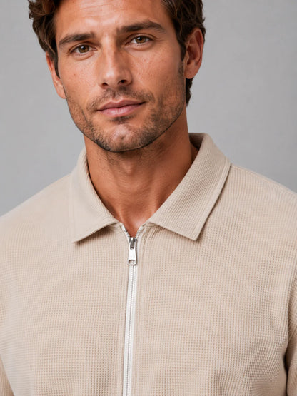 Amos | Men's Co-ord Set Zip Jacket Trousers Two-Piece Textured Smart Casual Coordinated Relaxed Refined Everyday Autumn Winter