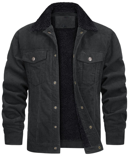 Nasir | Men's Jacket Corduroy Sherpa Collar Lined Warm Insulated Structured Casual Everyday Layering Autumn Winter Outerwear Cosy