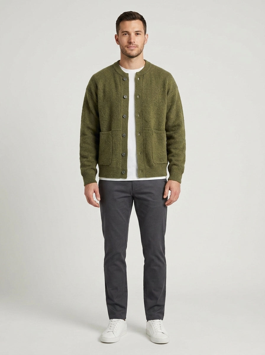 Angelo | Men's Cardigan Zip-Up Classic Knit Soft Warm Refined Layering Smart Casual Everyday Autumn Winter Knitwear Versatile - Front [Lystr 6a8559fc6ea684f3500dd647:front]