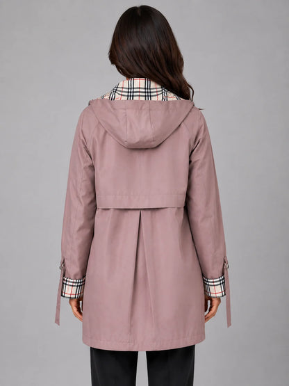 Rylan | Women's Rain Coat Hooded Longline Zip-Up Lightweight Waterproof Practical Casual Everyday Outdoor Autumn Winter Outerwear