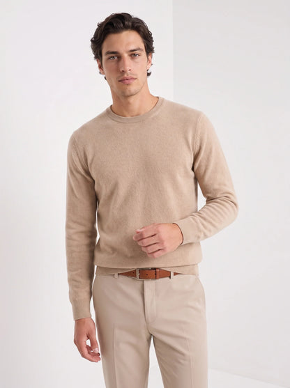 Avi | Men's Sweater 100% Cashmere Round Neck Luxurious Soft Warm Premium Refined Smart Casual Everyday Layering Autumn Winter
