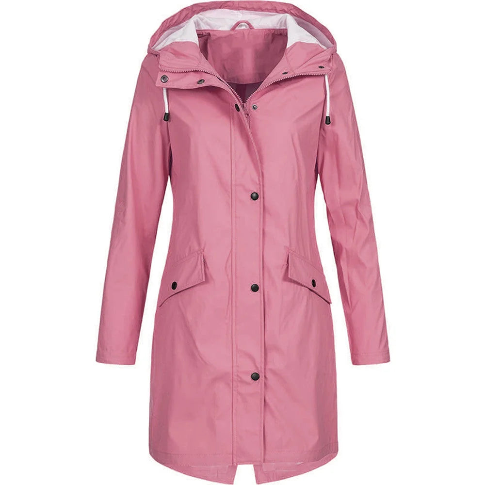 Scarlette | Women's Rain Jacket Long Waterproof Hooded Lightweight Windproof Functional Casual Everyday Outdoor Autumn Winter