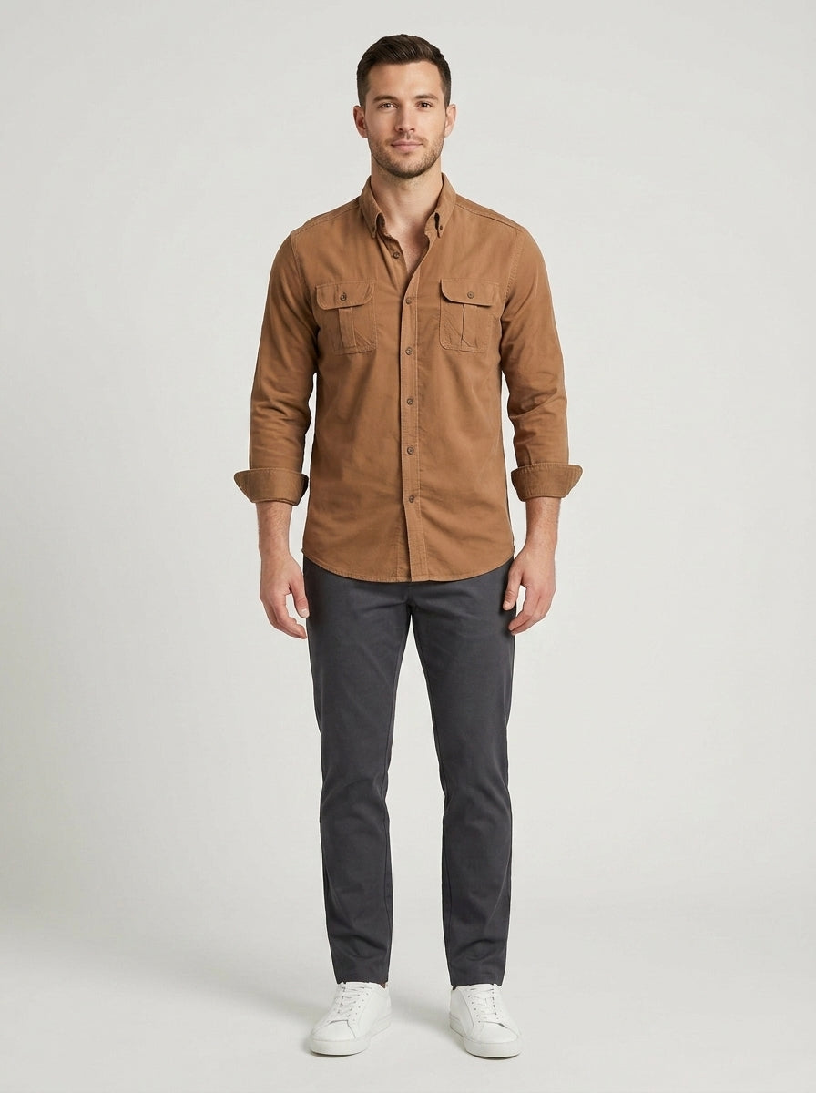 Alessandro | Men's Shirt Casual Button Front Structured Refined Smart Casual Everyday Autumn Layering Versatile Clean Modern - Front [Lystr 6a84a00e834bde48df7265a6:front]