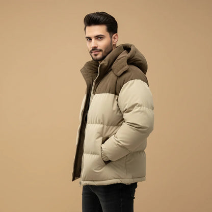 Abel | Men's Puffer Jacket Thick Hooded Insulated Warm Padded Durable Windproof Casual Everyday Streetwear Cold-Weather Winter