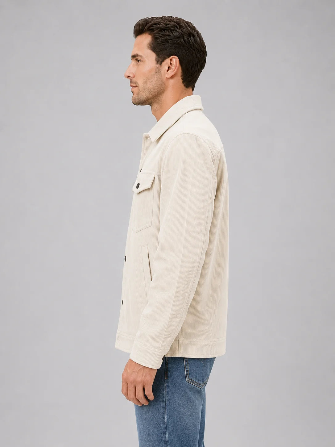 Bryant | Men's Overshirt Corduroy Cotton Button-Up Shirt Jacket Textured Warm Refined Smart Casual Everyday Layering Autumn Winter