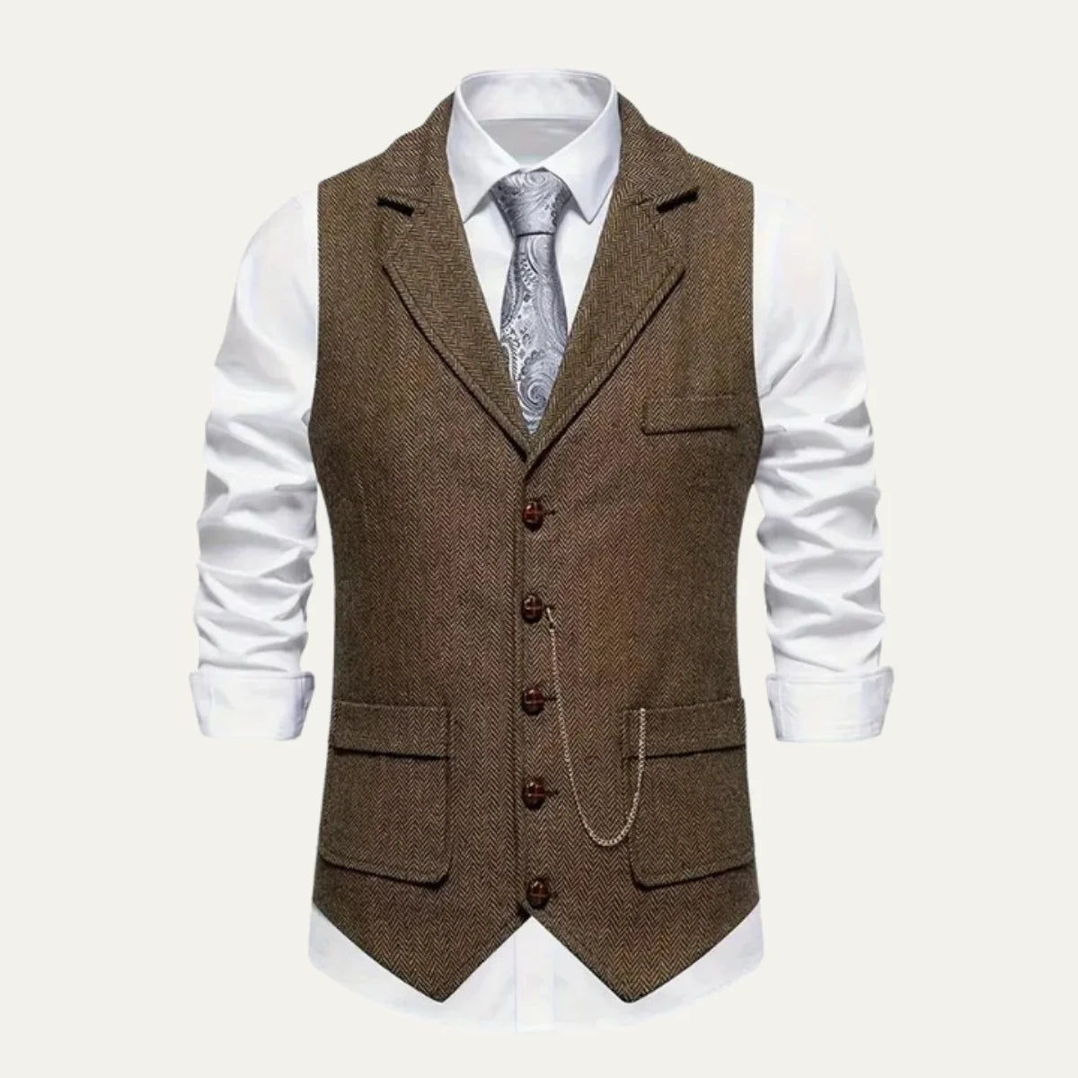 Gideon | Men's Tweed Waistcoat Gilet Tailored Classic Structured Sleeveless Smart Formal Occasion Business Wedding Refined