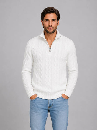 Brock | Men's Sweater Cable-Knit Quarter-Zip Funnel Neck Chunky Soft Warm Refined Smart Casual Everyday Layering Autumn Winter
