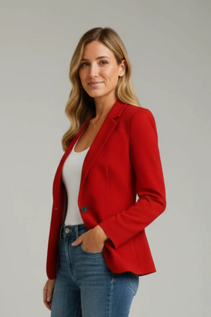 Meredith | Women's Blazer Notched Lapel Single Button Tailored Structured Smart Occasion Office Everyday Autumn Winter Layering