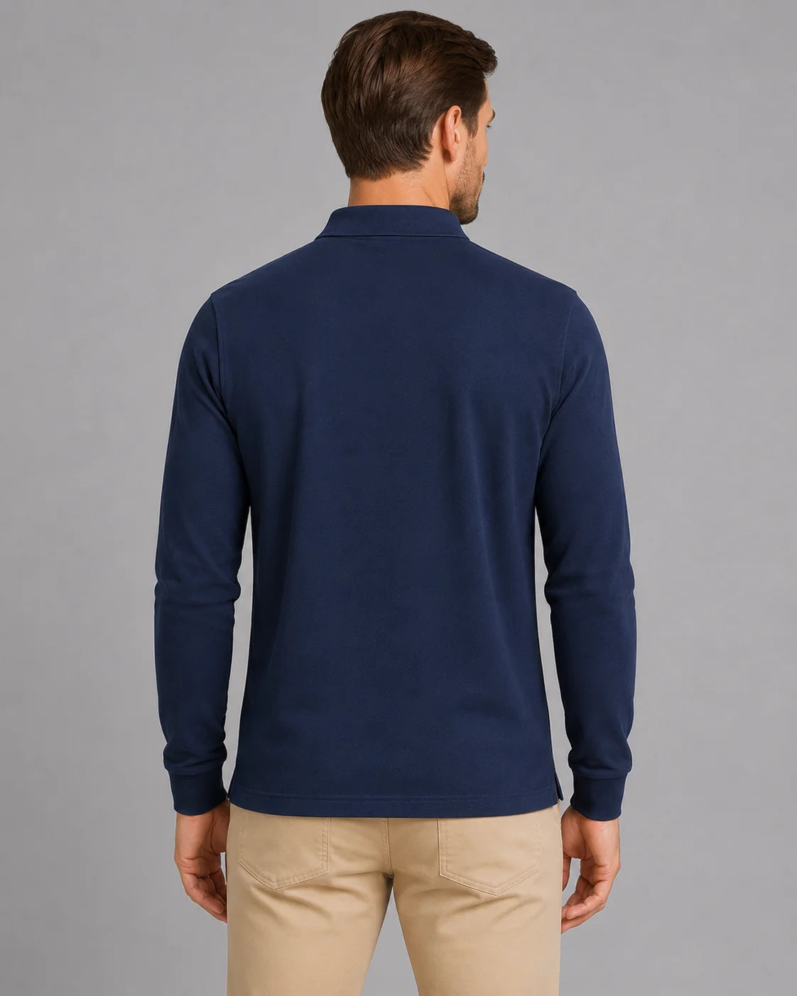 Brent | Men's Polo Shirt Long-Sleeve Jersey Smart Casual Soft Cotton Refined Everyday Layering Autumn Winter Versatile Clean