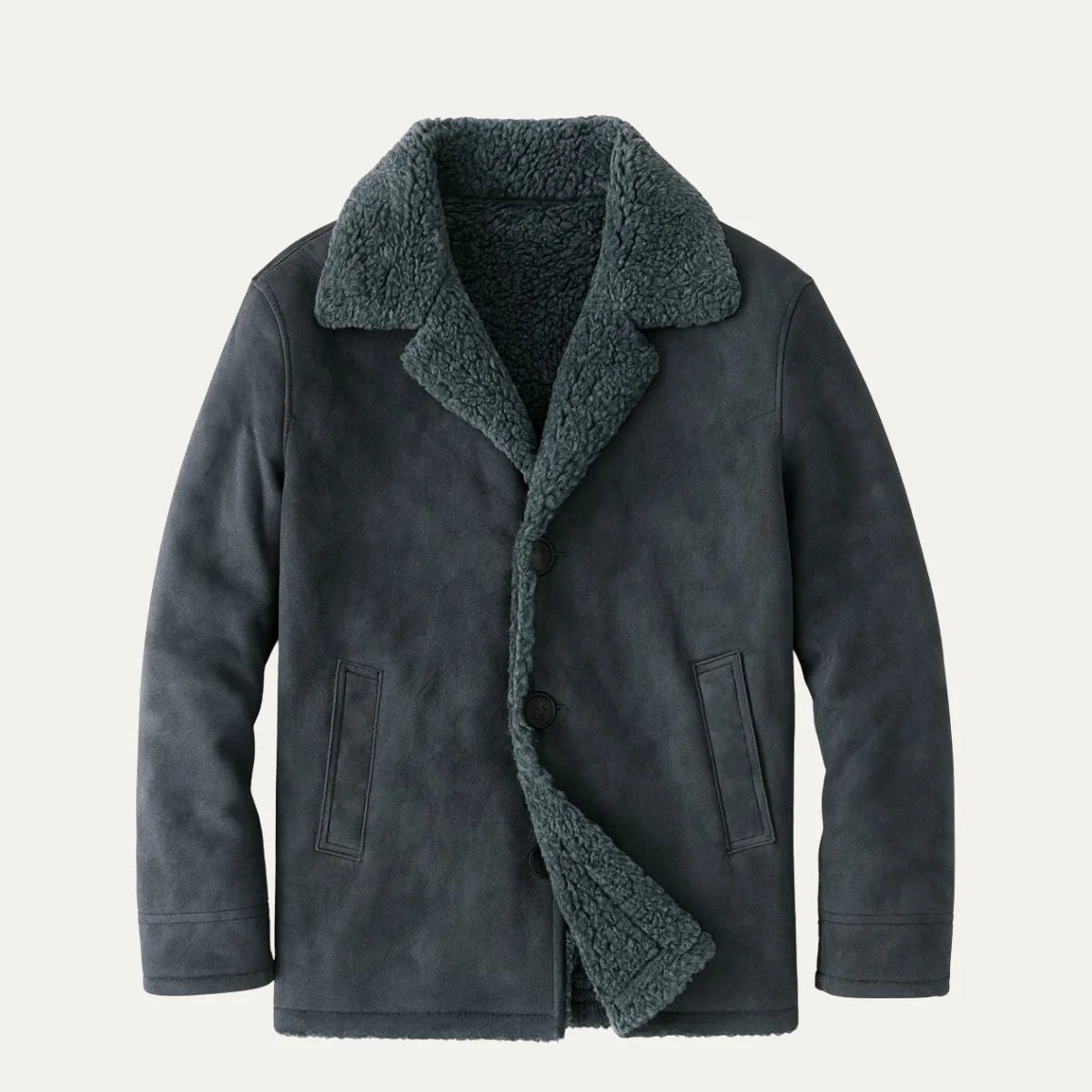 Armando | Men's Overcoat Shearling Classic Winter Warm Structured Longline Tailored Smart Formal Business Everyday Autumn Winter