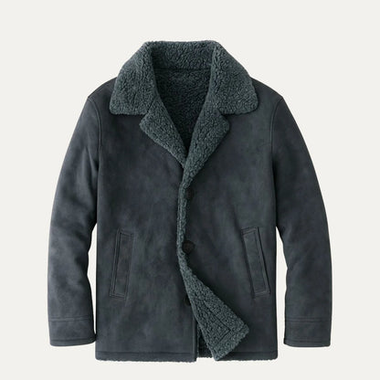 Armando | Men's Overcoat Shearling Classic Winter Warm Structured Longline Tailored Smart Formal Business Everyday Autumn Winter