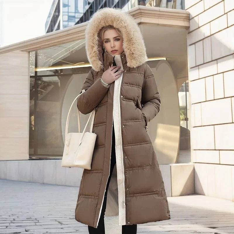 Sloane | Women's Parka Designer Winter Fur Hood Padded Insulated Warm Longline Quilted Casual Everyday Outdoor Winter Outerwear