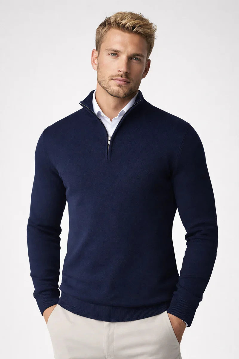 Kelvin | Men's Quarter-Zip Sweater Mock Neck Soft Knit Warm Sleek Smart Casual Everyday Layering Autumn Winter Knitwear Cosy