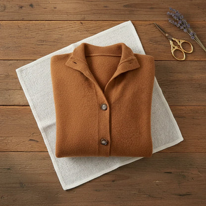 Laila | Women's Cardigan Cotton Button Front Collar Sleeveless Soft Relaxed Layering Chic Casual Everyday Autumn Winter Knitwear Cosy