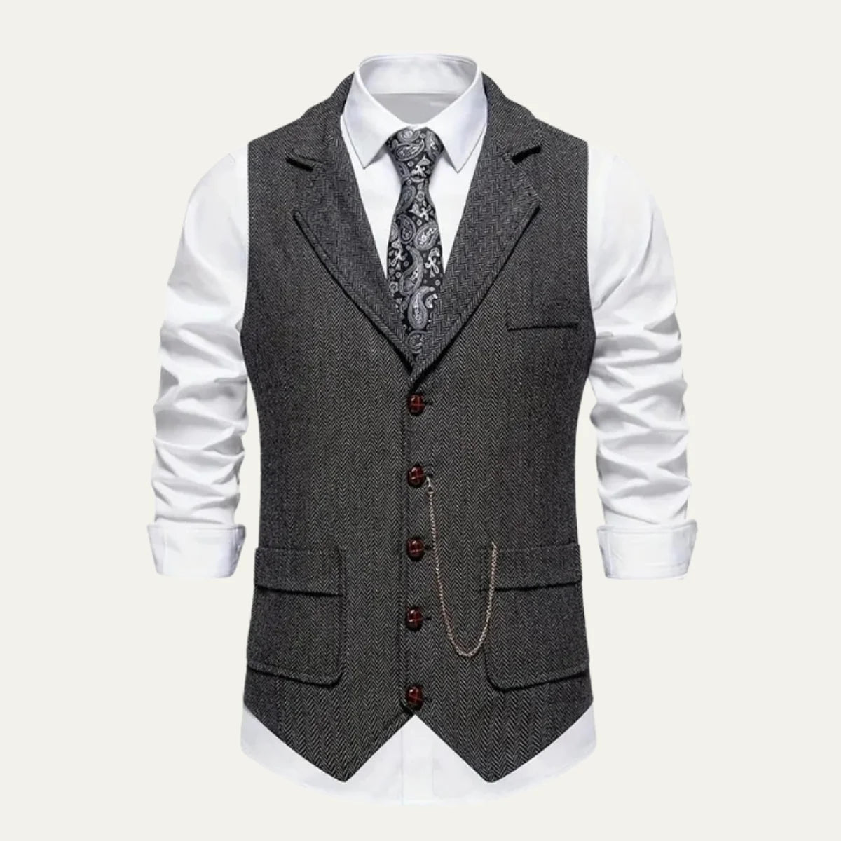 Gideon | Men's Tweed Waistcoat Gilet Tailored Classic Structured Sleeveless Smart Formal Occasion Business Wedding Refined