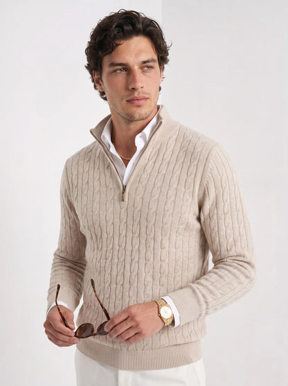 Atticus | Men's Sweater Premium Cotton Cable-Knit Chunky Textured Soft Warm Refined Smart Casual Everyday Layering Autumn Winter
