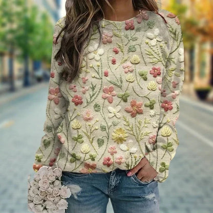 Mckinley | Women's Sweater Floral Embroidered Crew Neck Knit Soft Feminine Cosy Warm Layering Chic Casual Everyday Autumn Winter