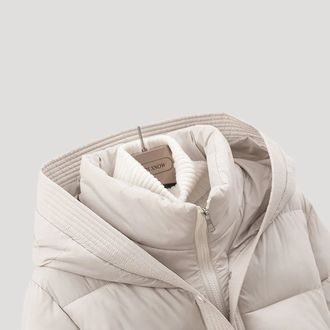 Saige | Women's Puffer Jacket Hooded Belted Padded Insulated Warm Quilted Casual Everyday Winter Outerwear Cosy Flattering