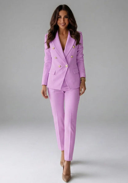 Natalia | Women's Co-ord Set Double-Breasted Blazer Tailored Trousers Two-Piece Structured Smart Occasion Office Coordinated