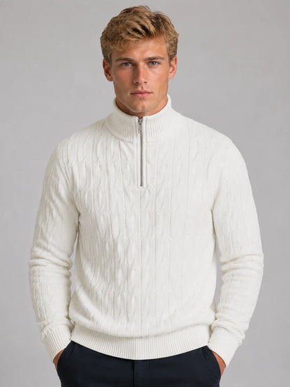 Briar | Men's Sweater Textured Quarter-Zip Funnel Neck Knit Soft Warm Refined Smart Casual Everyday Layering Autumn Winter